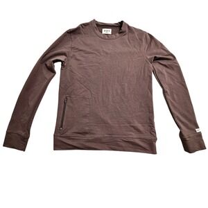 Pact Organic Cotton Sweatshirt S‎ Plum Zipper Pocket Crew Neck Long Sleeve